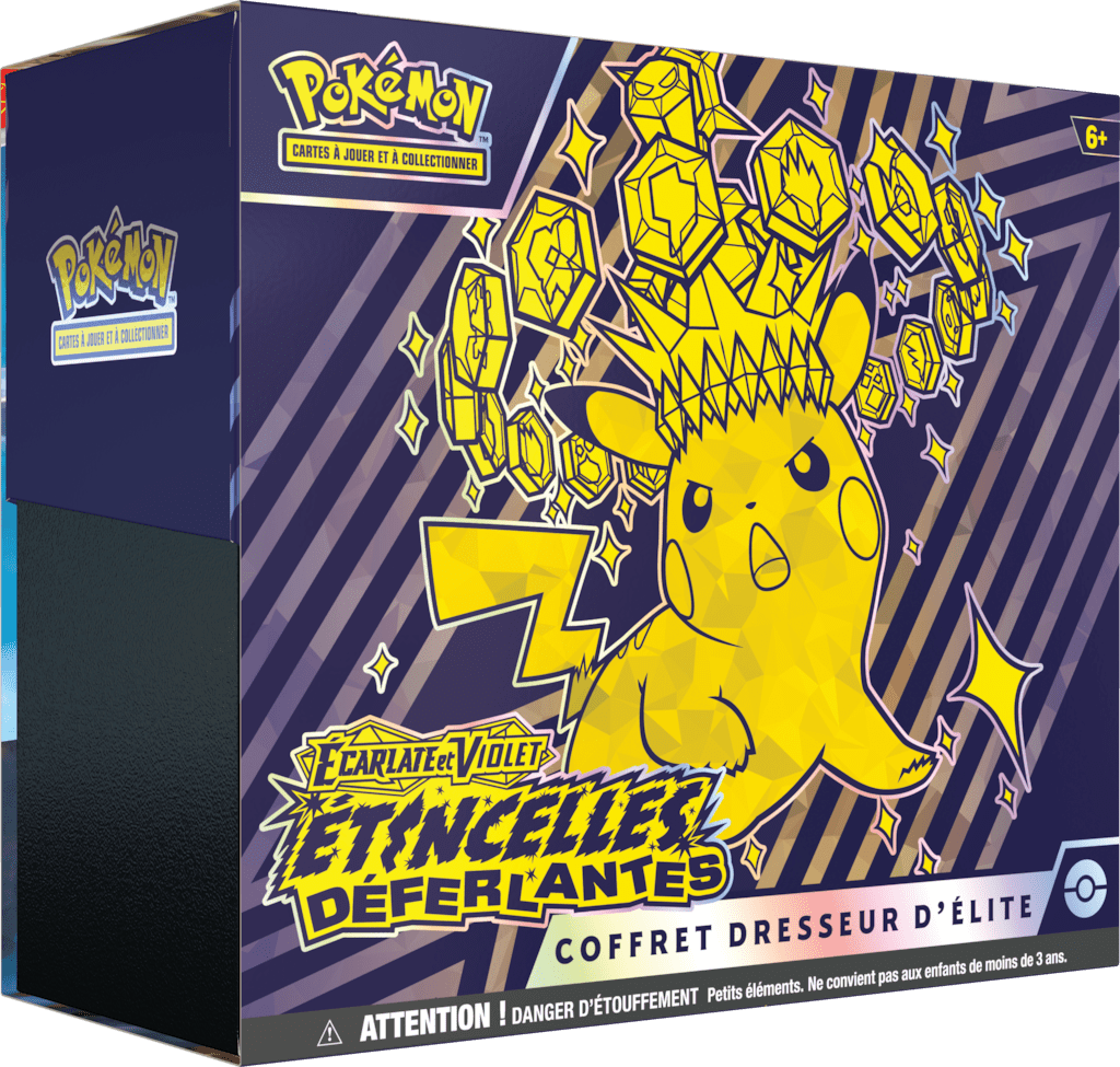 Photo illustrant l'ETB EV08 de Pokémon Étincelles Déferlantes qui sort en novembre 2024. Keytwo